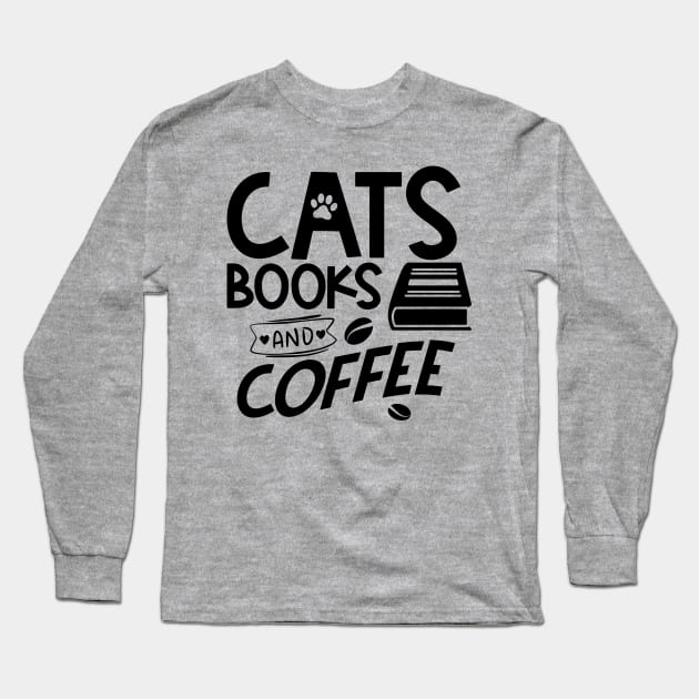 Cat books and coffee Long Sleeve T-Shirt by trendybestgift